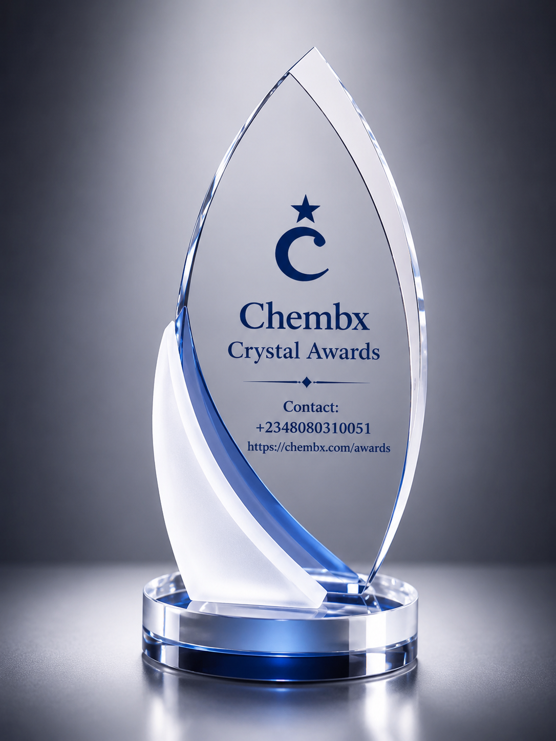 Crystal glass recognition award plaque delivered to Kaduna State Nigeria