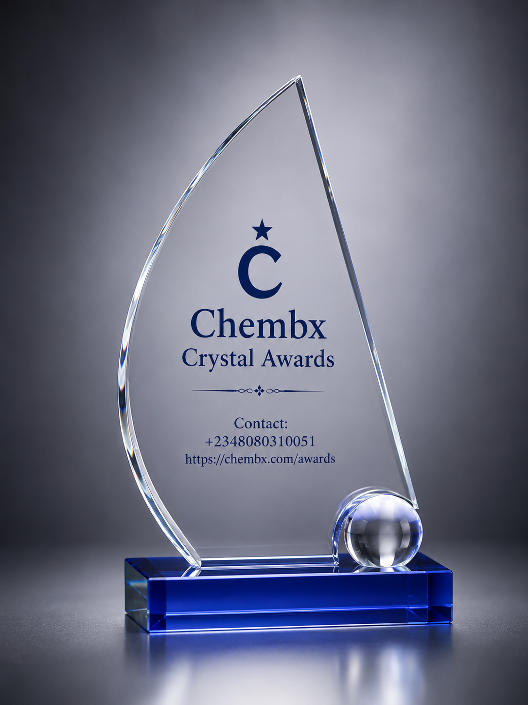 Engraved crystal glass award plaque maker Nigeria deliver to Lekki Ajah VGC