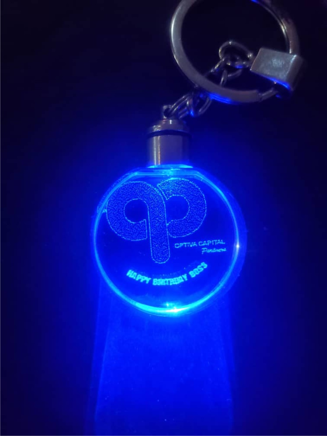 3D small crystal key holder cube with 2D image and LED light in Ghana