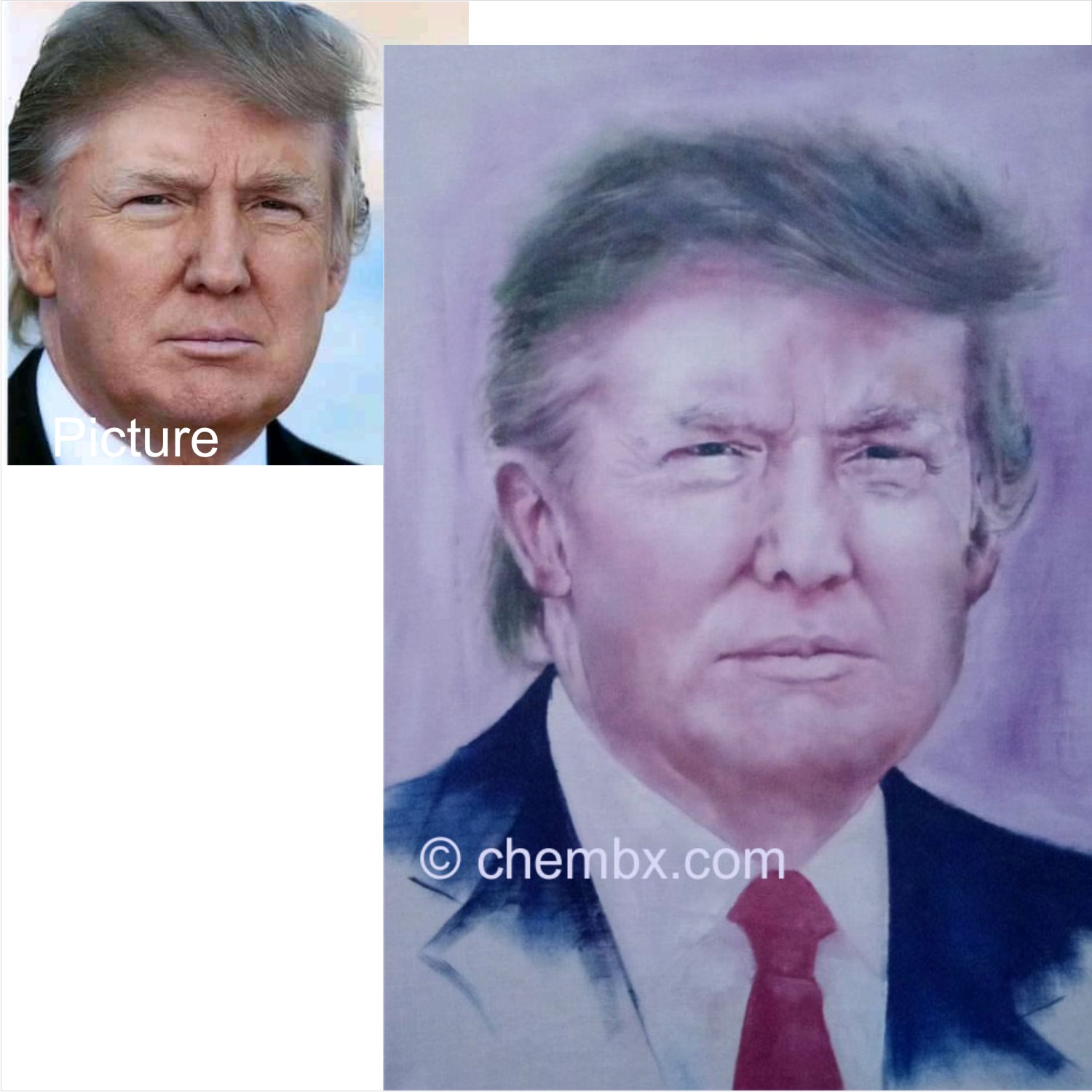 Handmade African portrait painting of a Ghanaian man in traditional attire by Chembx