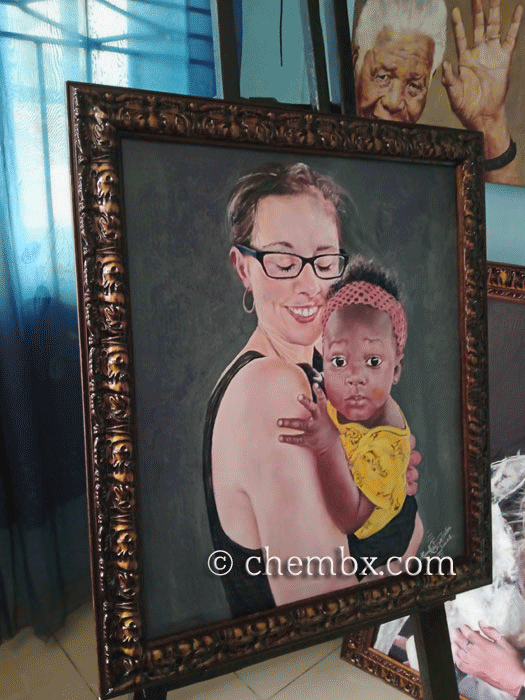 High-value oil painted portrait of a young woman in traditional attire